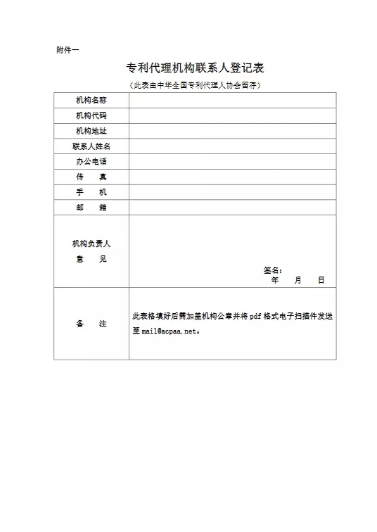 中華全國專利代理人協(xié)會(huì)：3月3日前需提交專利代理機(jī)構(gòu)聯(lián)系人信息!