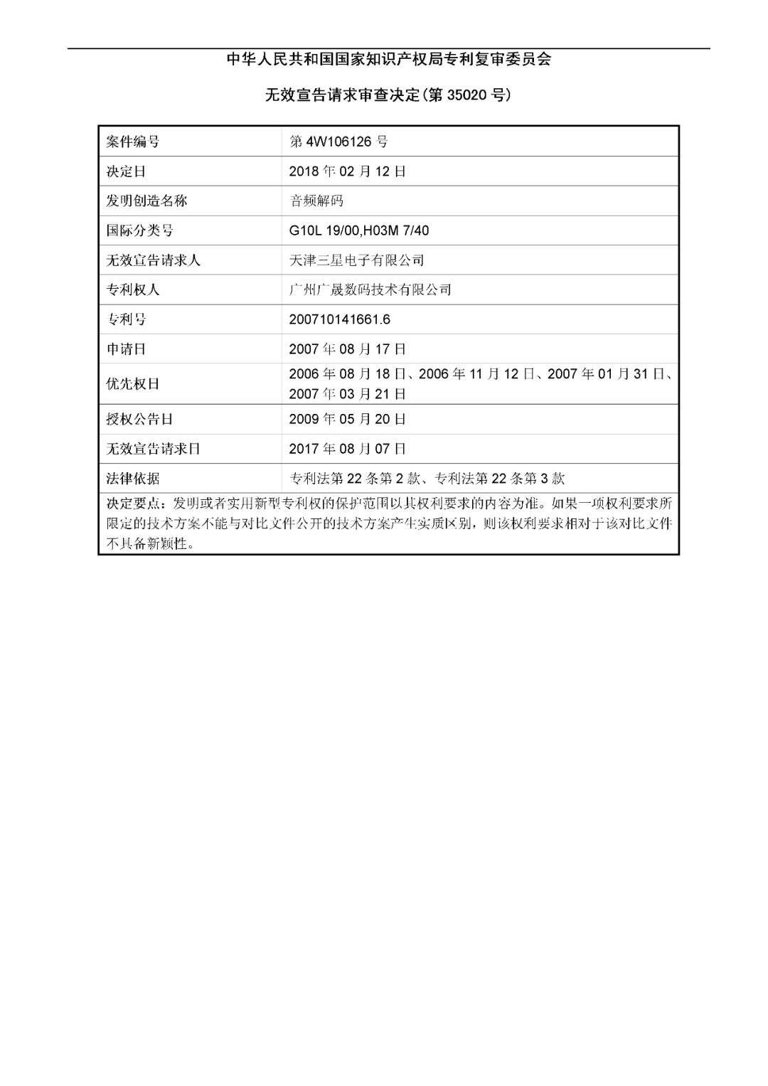 索賠約4億多元！涉案專利卻被全部無效 （無效決定書）