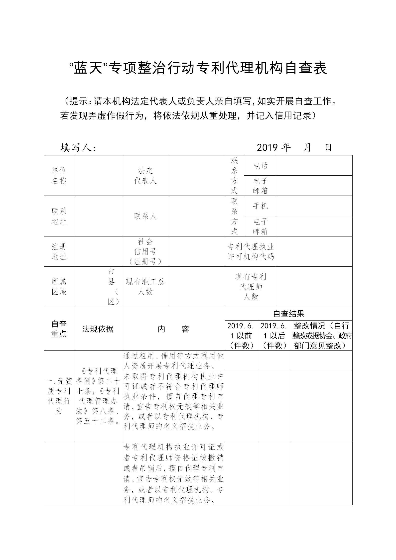 江蘇專利代理人協(xié)會(huì)為“藍(lán)天”專項(xiàng)整治行動(dòng)，開展自查自糾工作