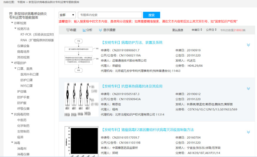 剛剛！抗擊新冠病毒感染肺炎專利運營專題數(shù)據(jù)庫正式上線