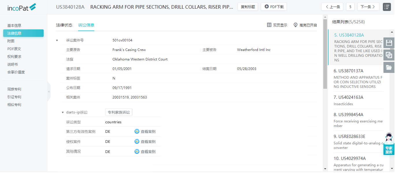 incoPat引入Darts-ip全球?qū)＠V訟信息