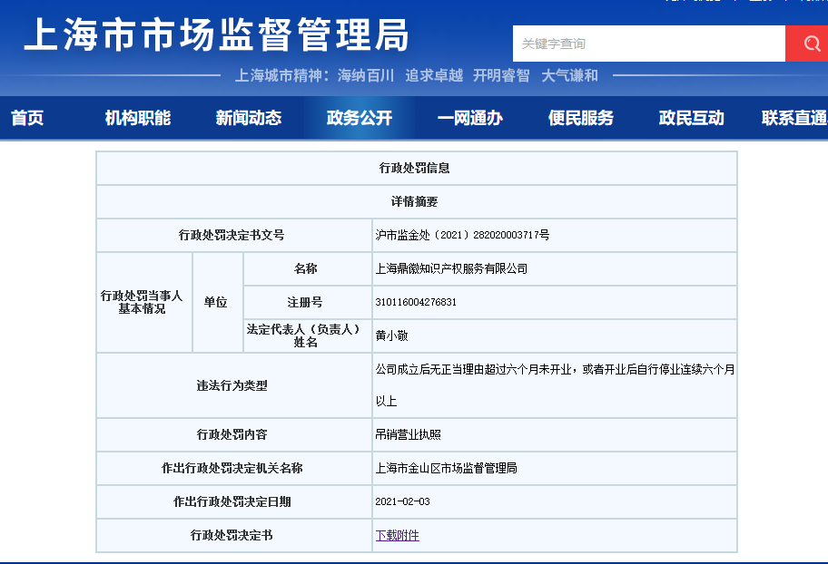 因6個月未開業(yè)/停業(yè)，這兩家知識產(chǎn)權(quán)服務(wù)機構(gòu)被吊銷執(zhí)照！