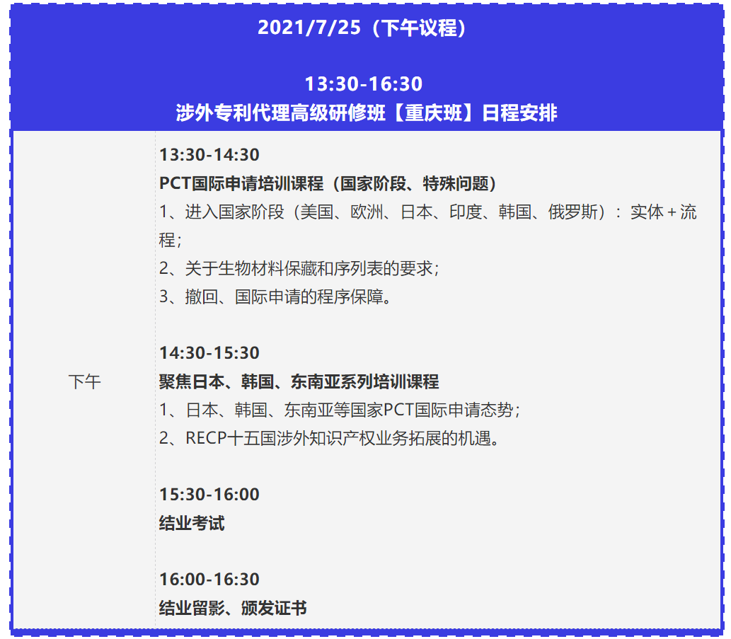 報名！2021年「涉外專利代理高級研修班【重慶站】」來啦！