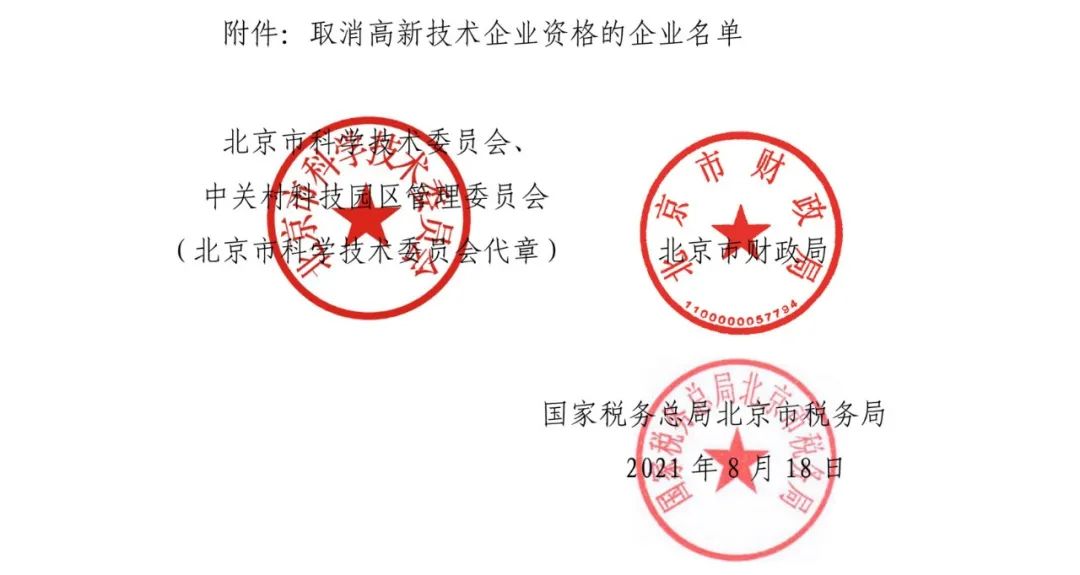 2021年北京已有97家企業(yè)被取消高新技術(shù)企業(yè)資格！