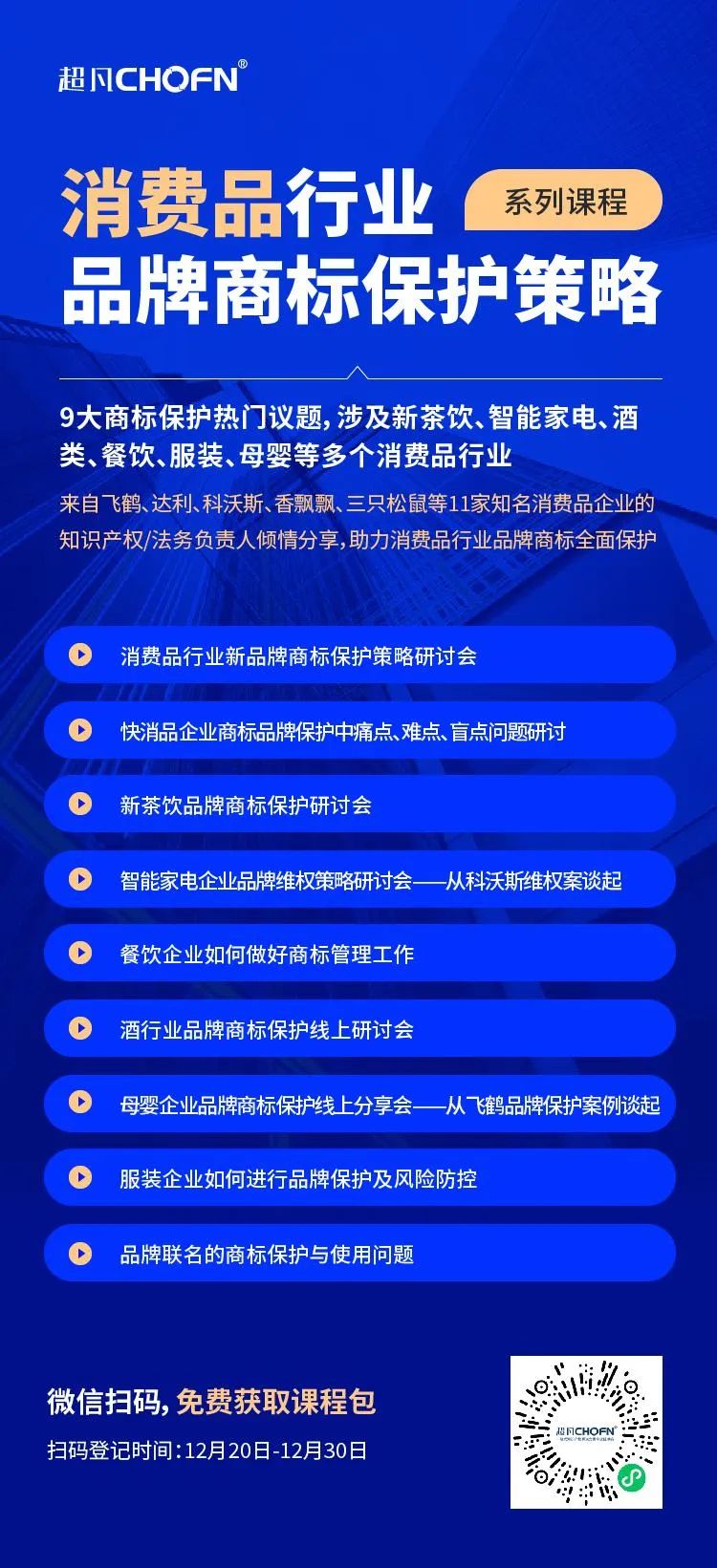 9大商標(biāo)保護(hù)熱門課程，助力消費(fèi)品行業(yè)品牌商標(biāo)全面保護(hù)