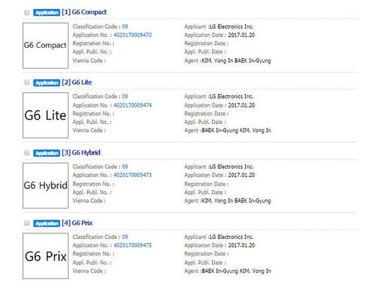 LG G6將有多個版本 這些商標已被注冊