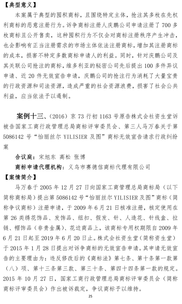 北知院發(fā)布18件規(guī)制商標(biāo)惡意注冊典型案例(更正版）